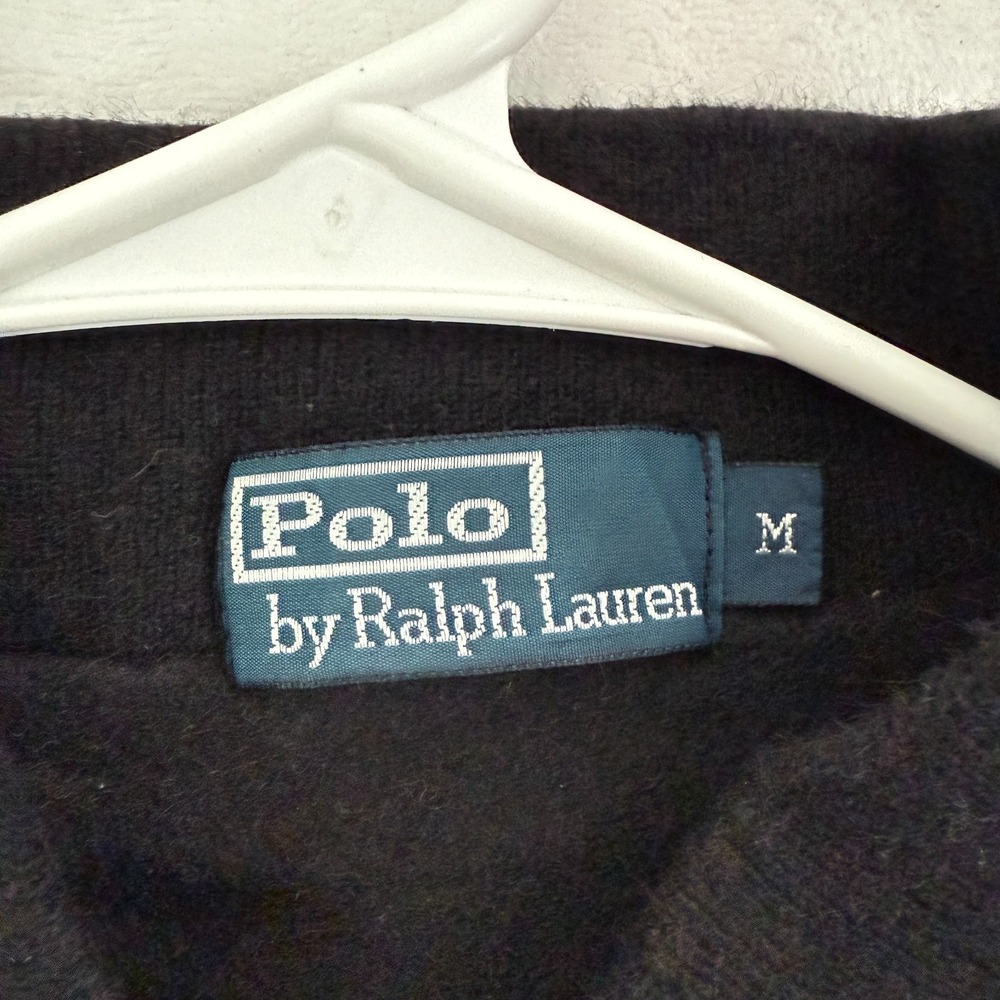 Polo Ralph Lauren Varsity Jacket Mens M Black 100% Wool P Logo Embroidered - Picture 4 of 11